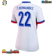 Camisa de Futebol França Theo Hernandez #22 Equipamento Secundário Mulheres Europeu 2024 Manga Curta